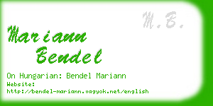 mariann bendel business card